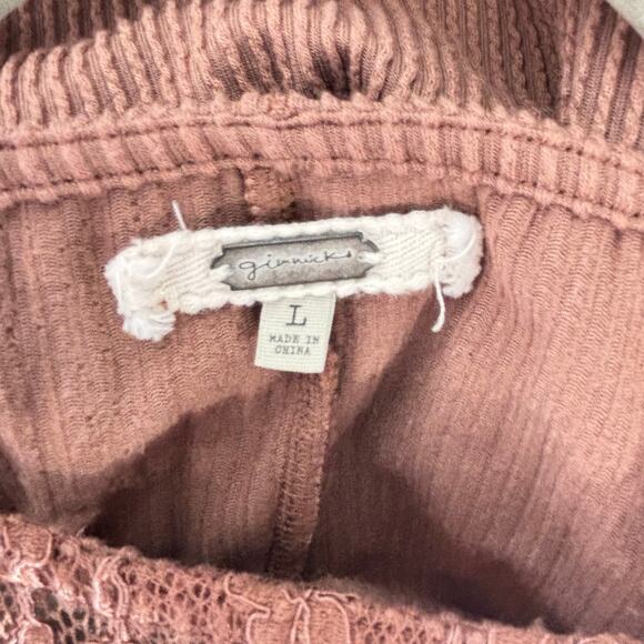 Gimmicks Women’s Brown Eyelash Lace Yoke Boho Top Large Romantic Peasant Blouse - Picture 6 of 6